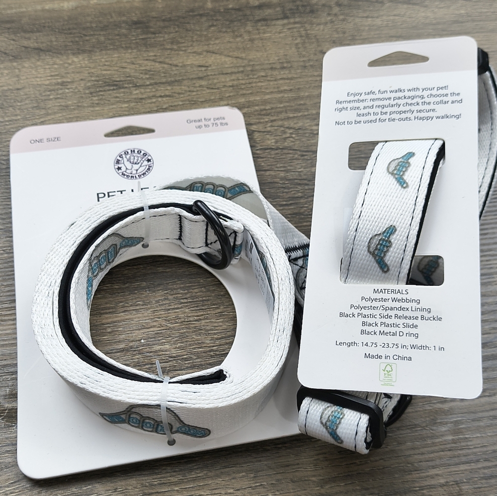 White Dog Leash with Blue Accents by